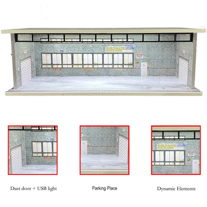 1/64 Scale Garage Diorama Display Case with USB LED Lights