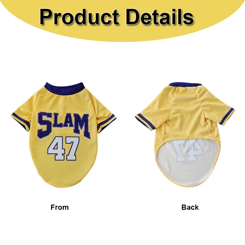 Dog Basketball Jersey SLAM 47 Breathable Mesh Pet T-Shirt