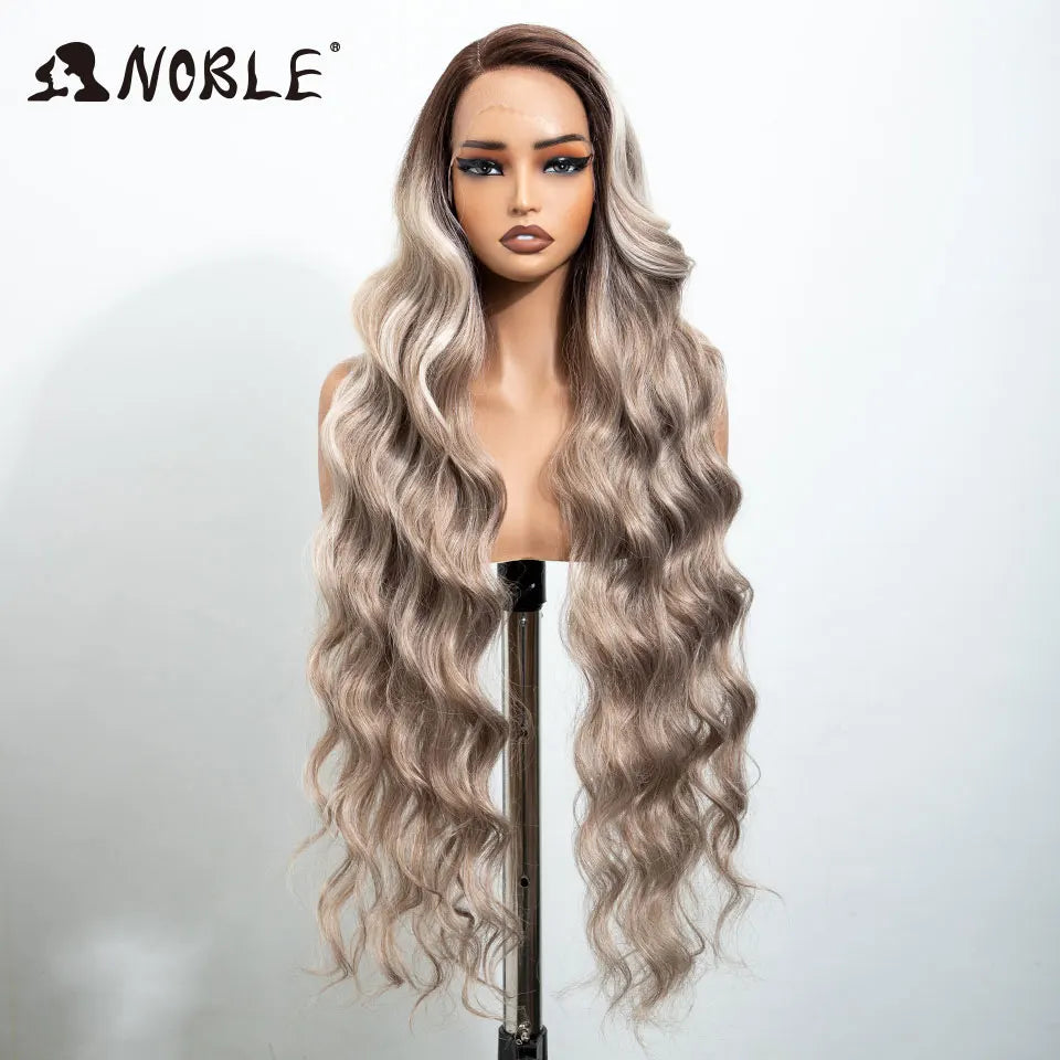 Lace Part Synthetic Wig – 36" Long Wavy Body Wave, 150% Density, Multi-Color