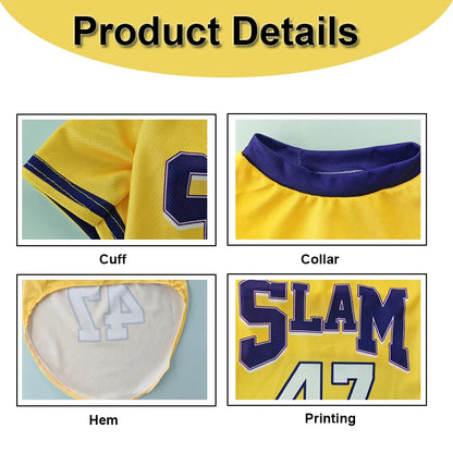 Dog Basketball Jersey SLAM 47 Breathable Mesh Pet T-Shirt