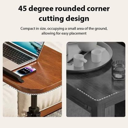 Height-Adjustable C-Shaped Side Table with Flip Desktop