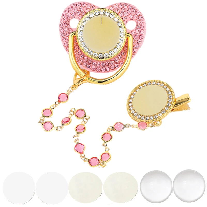 Luxury Bling Baby Pacifier & Clip Set – Personalized Newborn Dummy