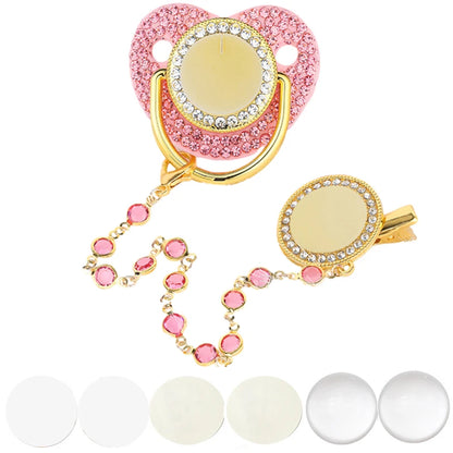 Luxury Bling Baby Pacifier & Clip Set – Personalized Newborn Dummy