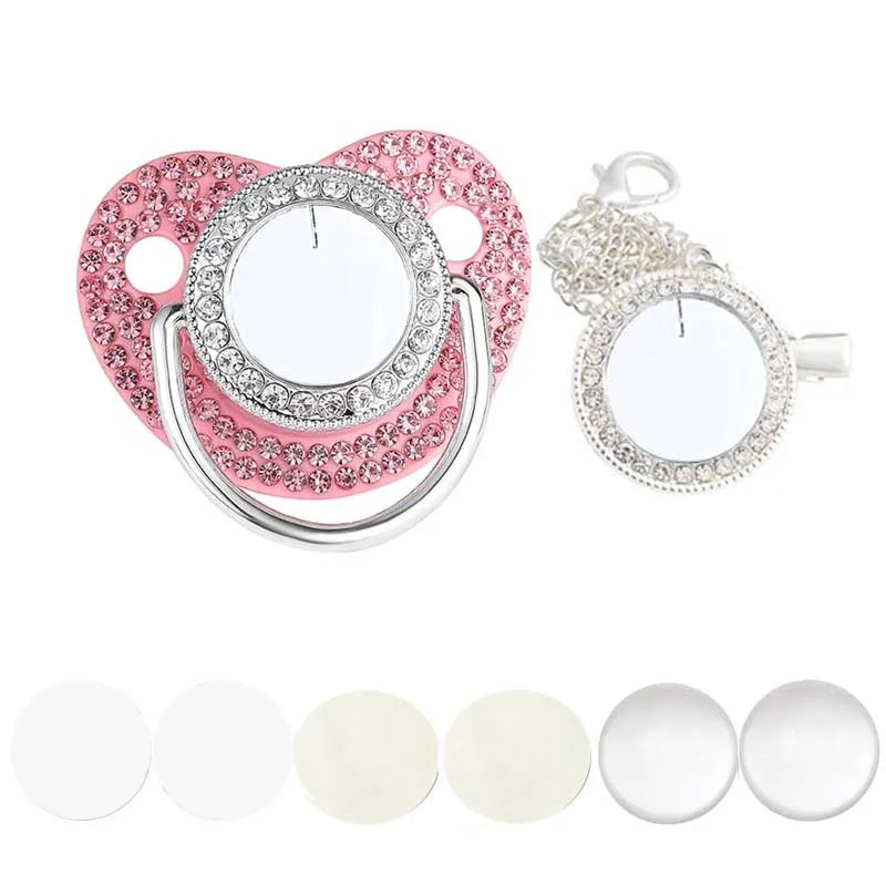 Luxury Bling Baby Pacifier & Clip Set – Personalized Newborn Dummy