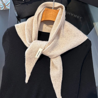 100% Wool Korean Knit Triangular Scarf – Women's Winter Shawl