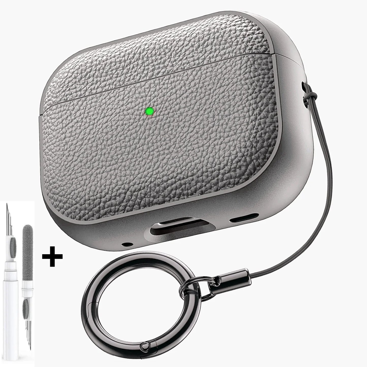 AirPods Case Leather Pattern TPU Cover with Keychain