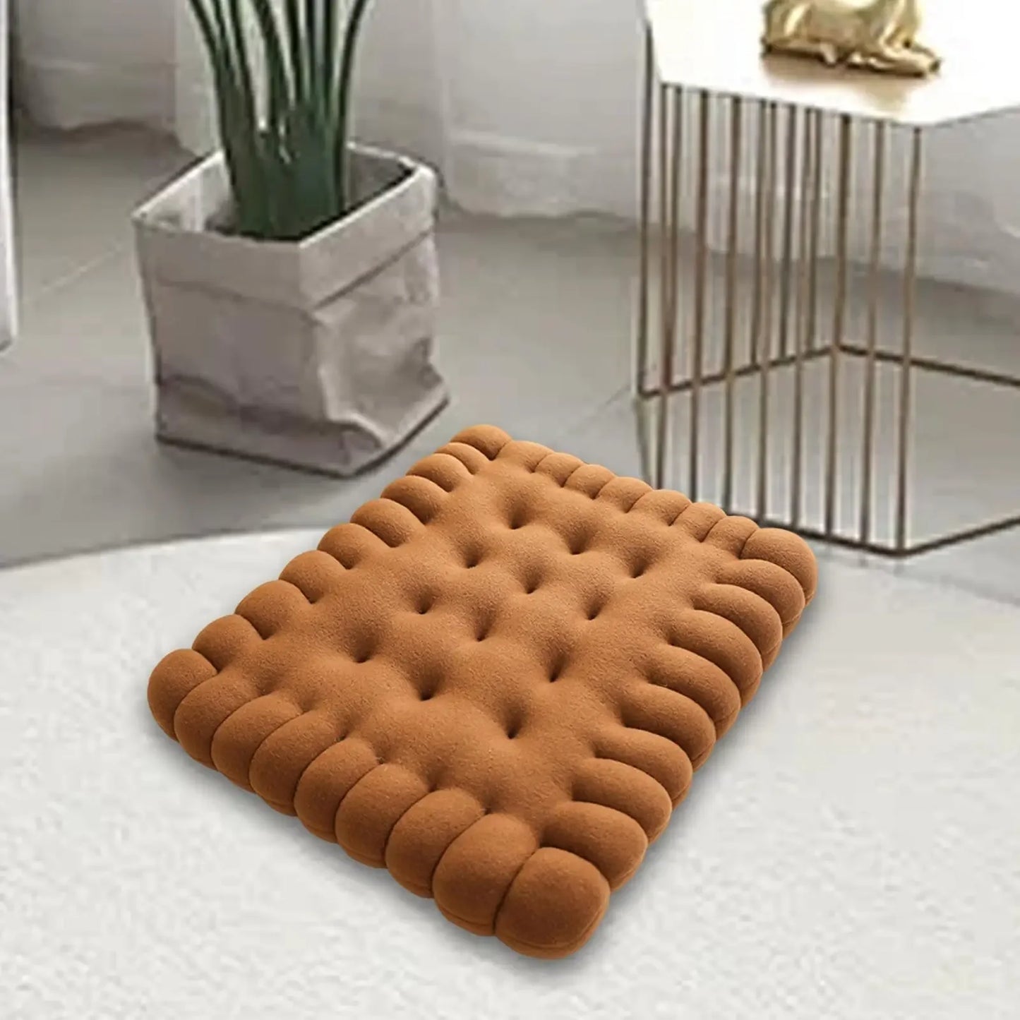 Biscuit Shape Seat Cushion – Cute Soft Thick Floor Pillow for Home & Balcony