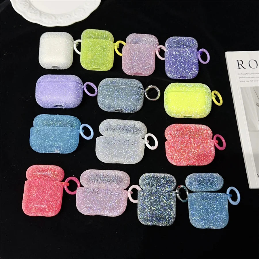 Glitter Rhinestone AirPods Case with Keychain Ring