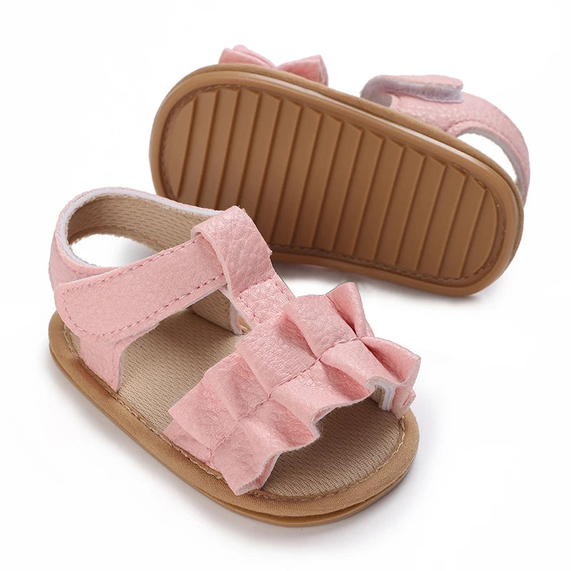 Baby Girl Pink Bow Sandals – Soft Sole Anti-Slip (0-18 Months)
