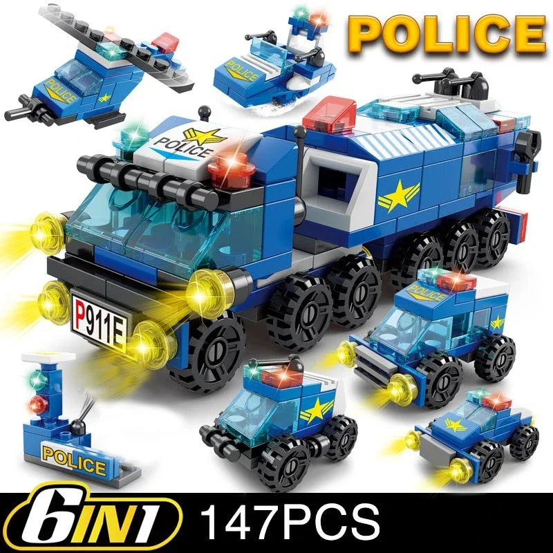 Police City Building Blocks Set – 6-in-1 Model Kit