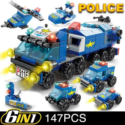 Police City Building Blocks Set – 6-in-1 Model Kit