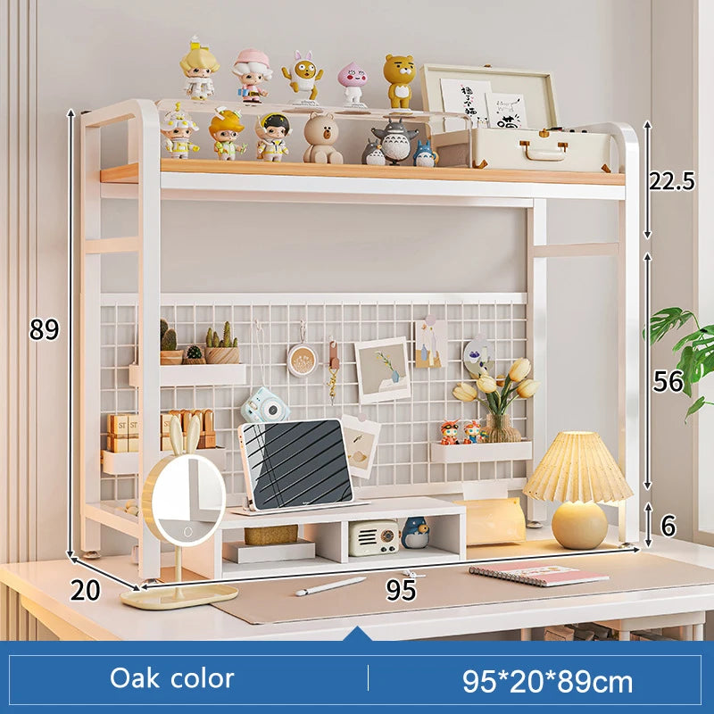 Multi-Layer Desktop Bookshelf with Wrought Iron Frame