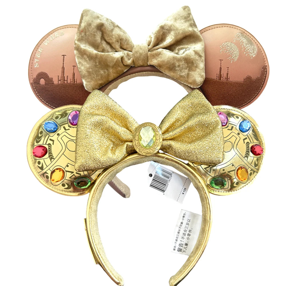 Disney Minnie Mouse Ear Headband with Bow – PU Leather Disneyland Ears