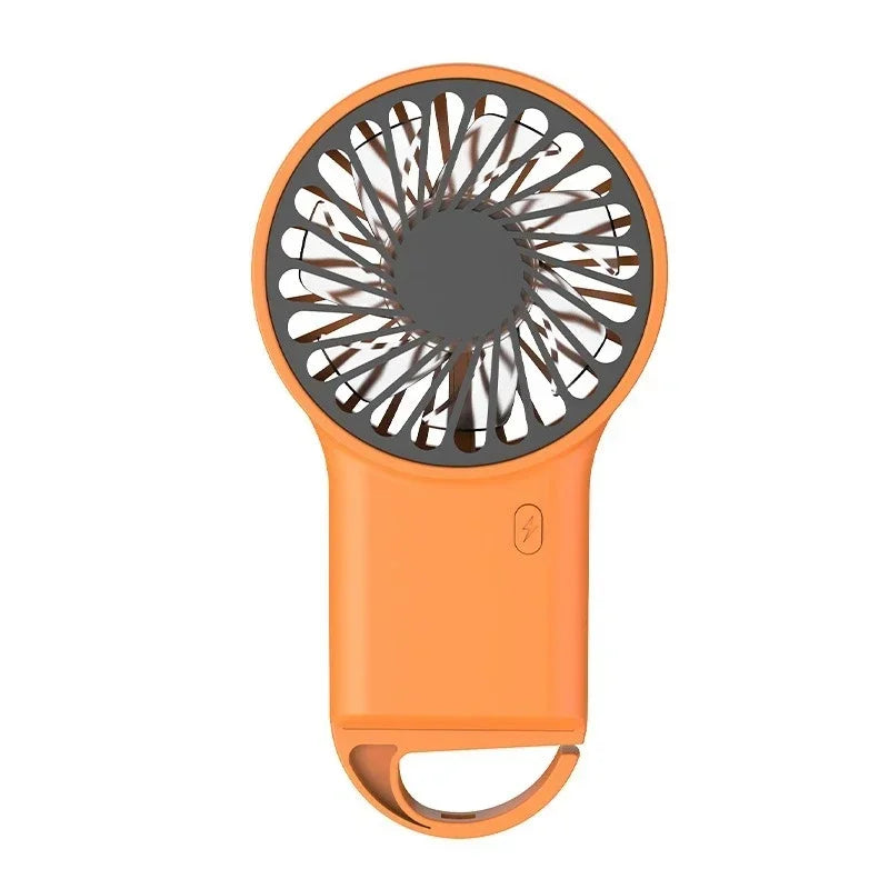 Foldable Handheld Mini Fan – USB Rechargeable with Carabiner Hook