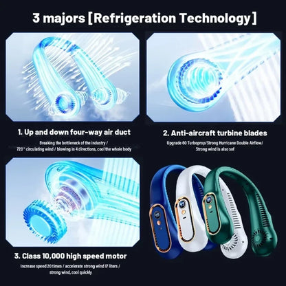 Neck Fan Bladeless Hands-Free USB Rechargeable with LED Display