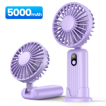 Portable Mini Fan 3-in-1 USB Rechargeable – Handheld, Neck & Desktop Stand Fan
