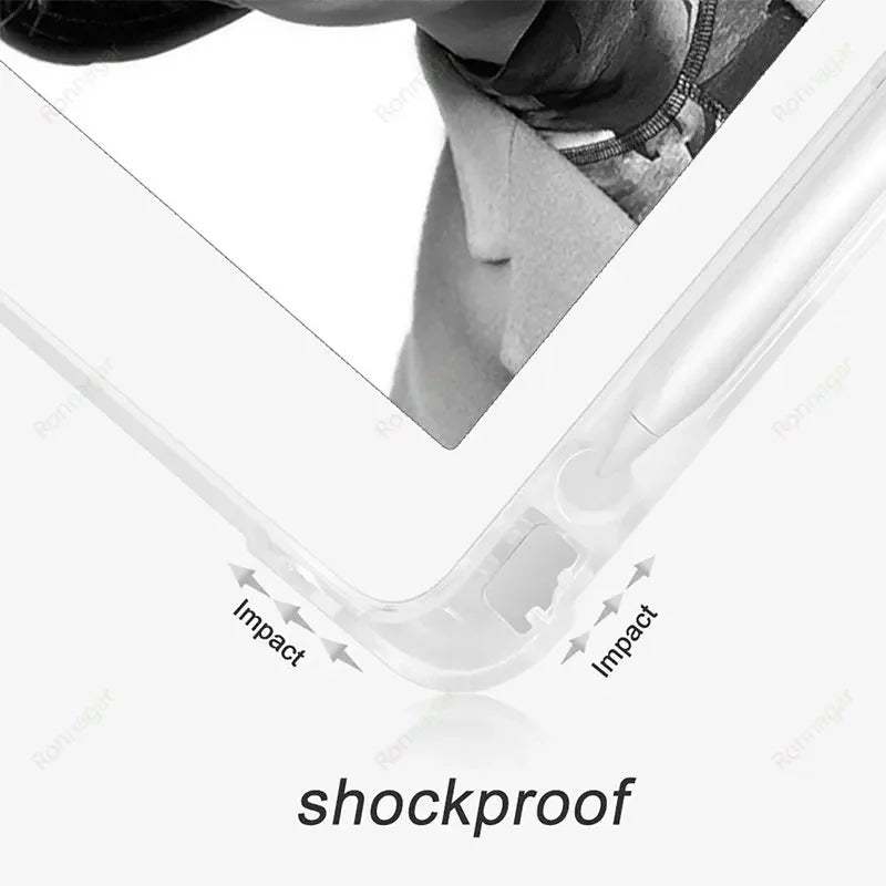 iPad Case with Pencil Holder - Clear Back Trifold Smart Cover