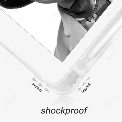 iPad Case with Pencil Holder - Clear Back Trifold Smart Cover