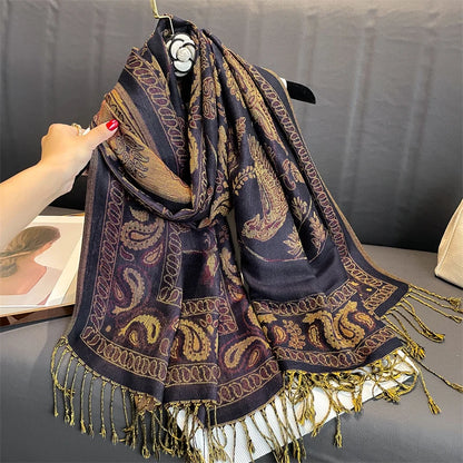 Paisley Print Cashmere Pashmina Shawl for Women – Warm Winter Wrap