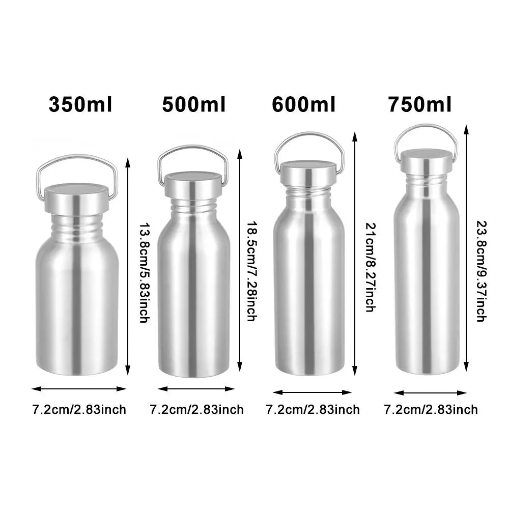 Stainless Steel Sports Water Bottle – Bamboo or Steel Lid