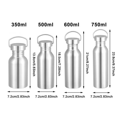 Stainless Steel Sports Water Bottle – Bamboo or Steel Lid