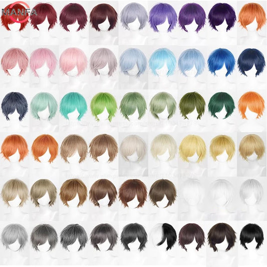 Short Straight Anime Cosplay Wig 30cm Multi-Color Unisex
