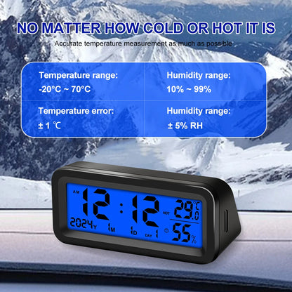 Car Digital Clock with Temperature & Humidity Display