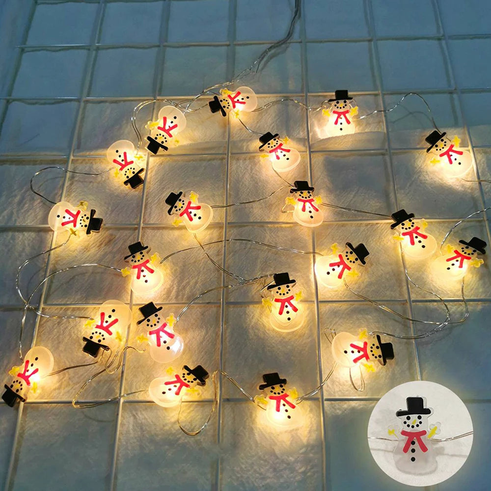 Christmas LED String Lights Santa Snowman Reindeer Xmas Decor