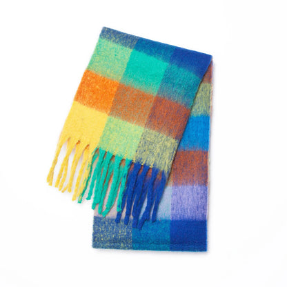 Women's Thick Winter Scarf – Colorblock Cashmere Shawl Wrap