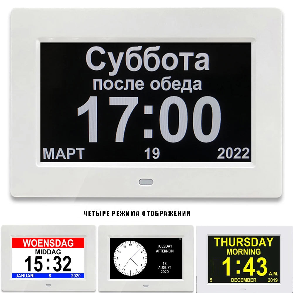 Digital Calendar Clock with 12 Alarms, Medicine Reminder & Large Display