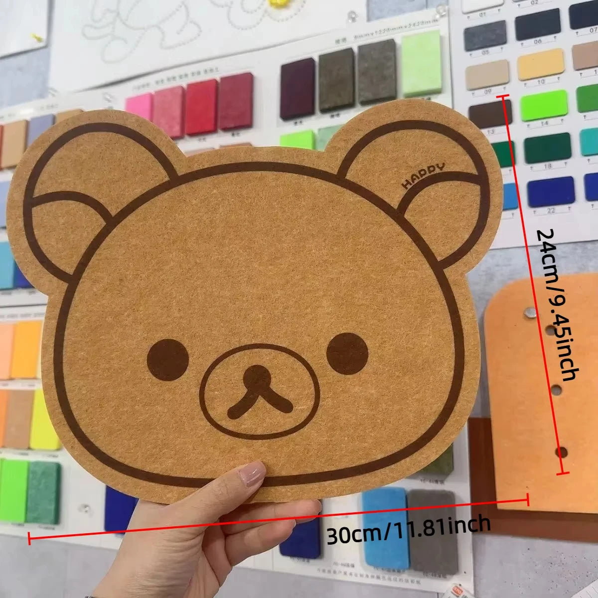 Rilakkuma Bear Felt Wall Panel – Kids Room Decor 9.4x11.8in