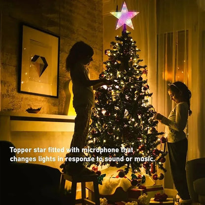 LED Moon & Star Christmas Tree Topper Light – Warm White Glow