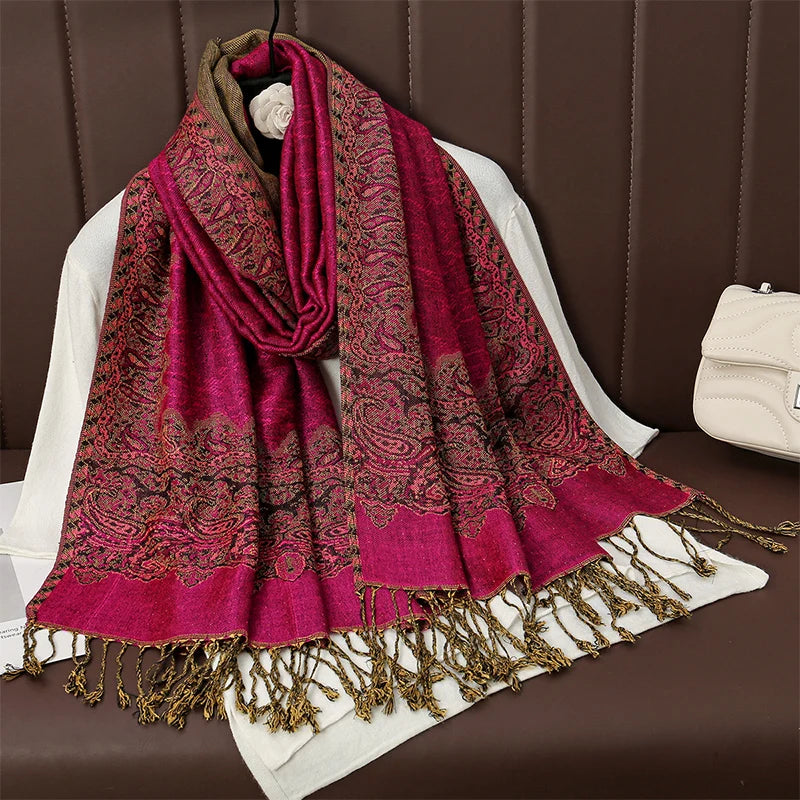 Paisley Print Cashmere Pashmina Shawl for Women – Warm Winter Wrap
