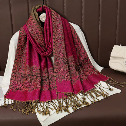 Paisley Print Cashmere Pashmina Shawl for Women – Warm Winter Wrap