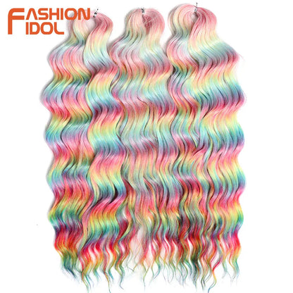 Deep Wave Braiding Hair Extensions 24 Inch – Synthetic Water Wave Crochet Hair