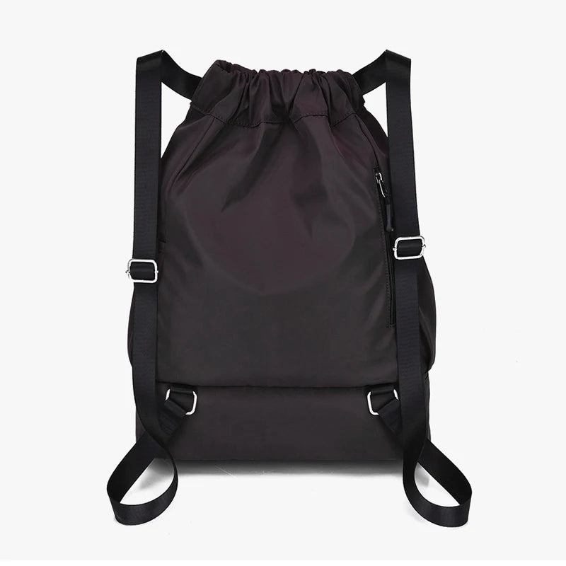 Sports Drawstring Backpack with Shoe Compartment – Waterproof Gym Bag