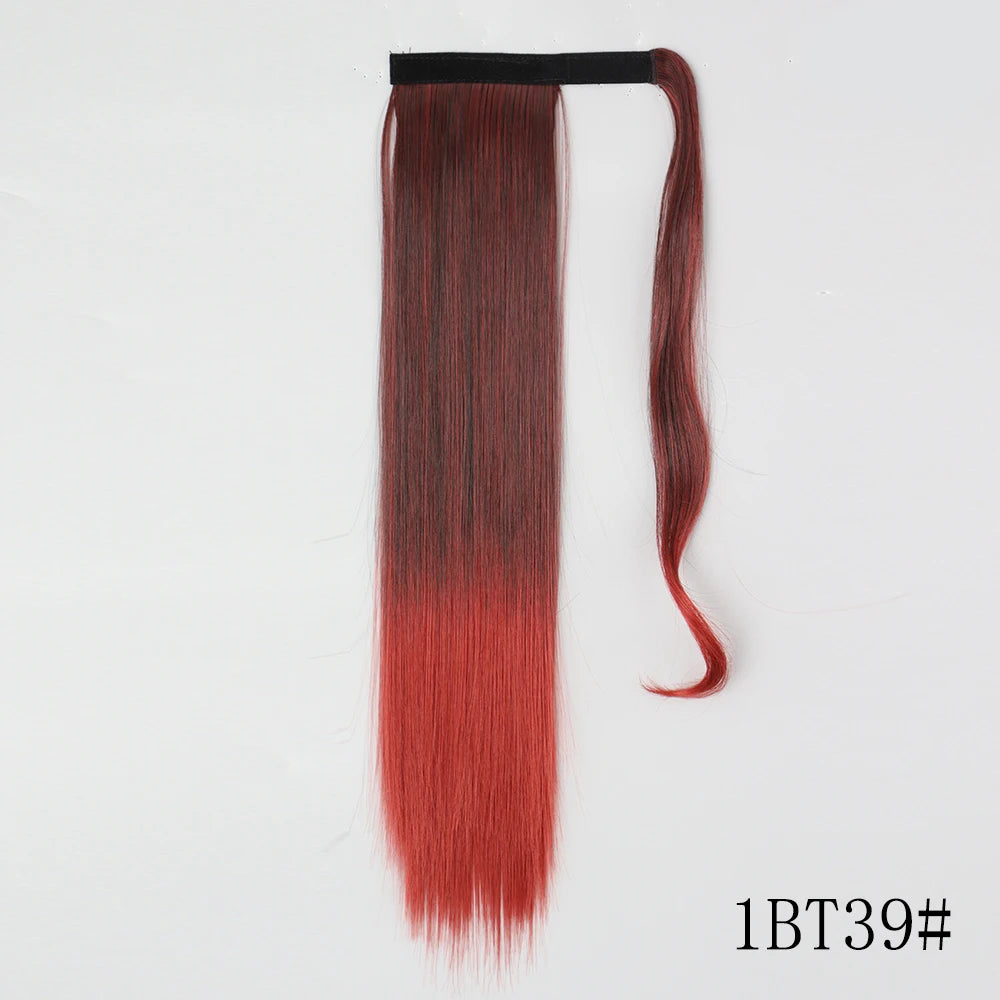 Wrap Around Ponytail Extension Synthetic Straight Hair 22-34 Inch