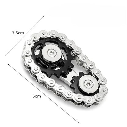 Metal Fidget Spinner – Gear & Chain Stress Relief Desk Toy for Adults
