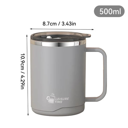 Insulated Coffee Mug with Handle – 500ml Stainless Steel Travel Cup