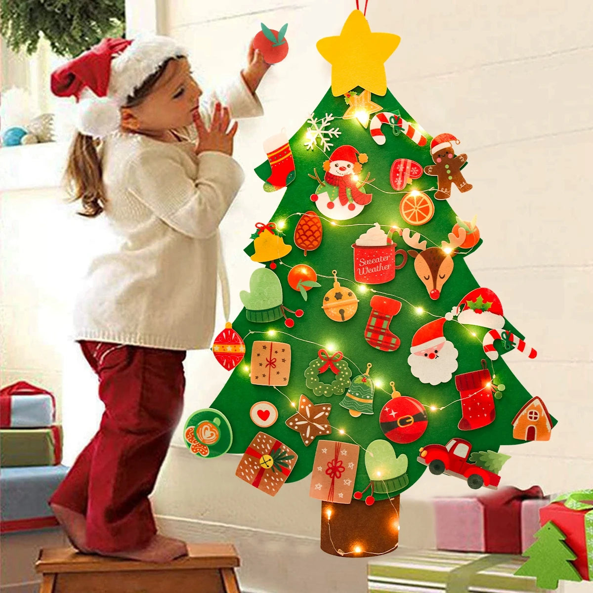 DIY Felt Christmas Tree Kit – 23-Piece Kids Holiday Decoration