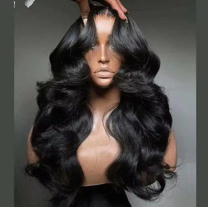 Natural Black Body Wave Glueless Lace Front Human Hair Wig 13x4 5x5