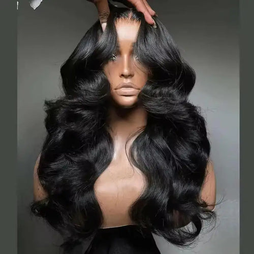 Natural Black Body Wave Glueless Lace Front Human Hair Wig 13x4 5x5