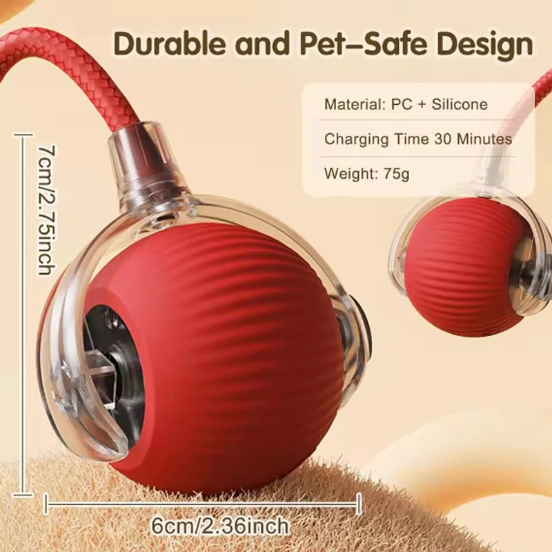 Interactive Cat Ball Toy with Rope – Auto Rolling Electric Silicone