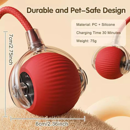 Interactive Cat Ball Toy with Rope – Auto Rolling Electric Silicone
