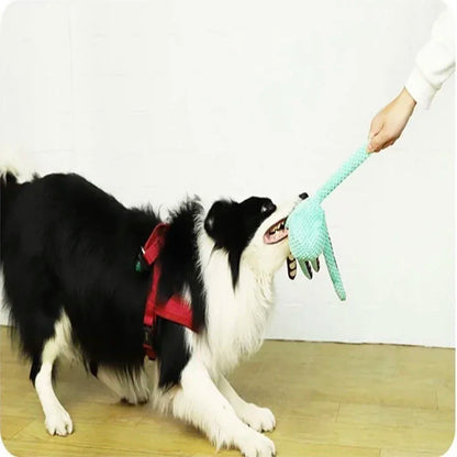 Squeaky Plush Octopus Dog Toy – Interactive Denim Chew Toy