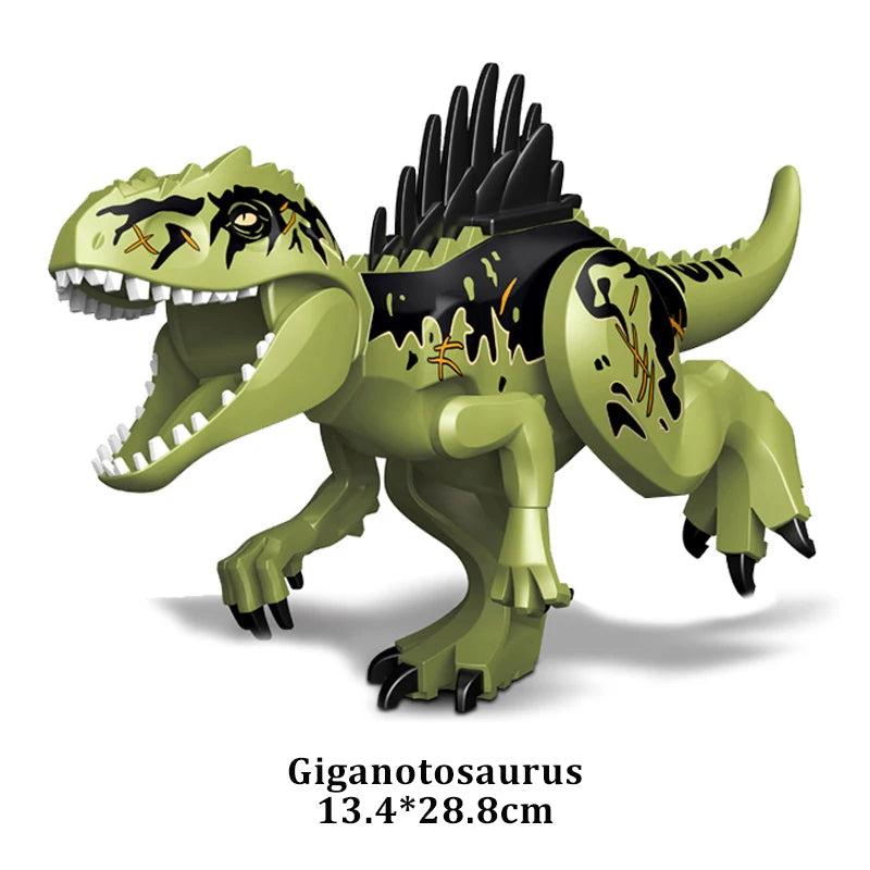 Jurassic Dinosaur Building Blocks Figures – T-Rex Raptor Triceratops MOC Models