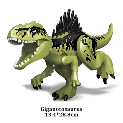 Jurassic Dinosaur Building Blocks Figures – T-Rex Raptor Triceratops MOC Models