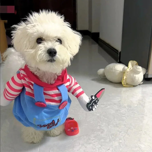 Funny Halloween Knife Holder Dog Costume for Small Medium Pets