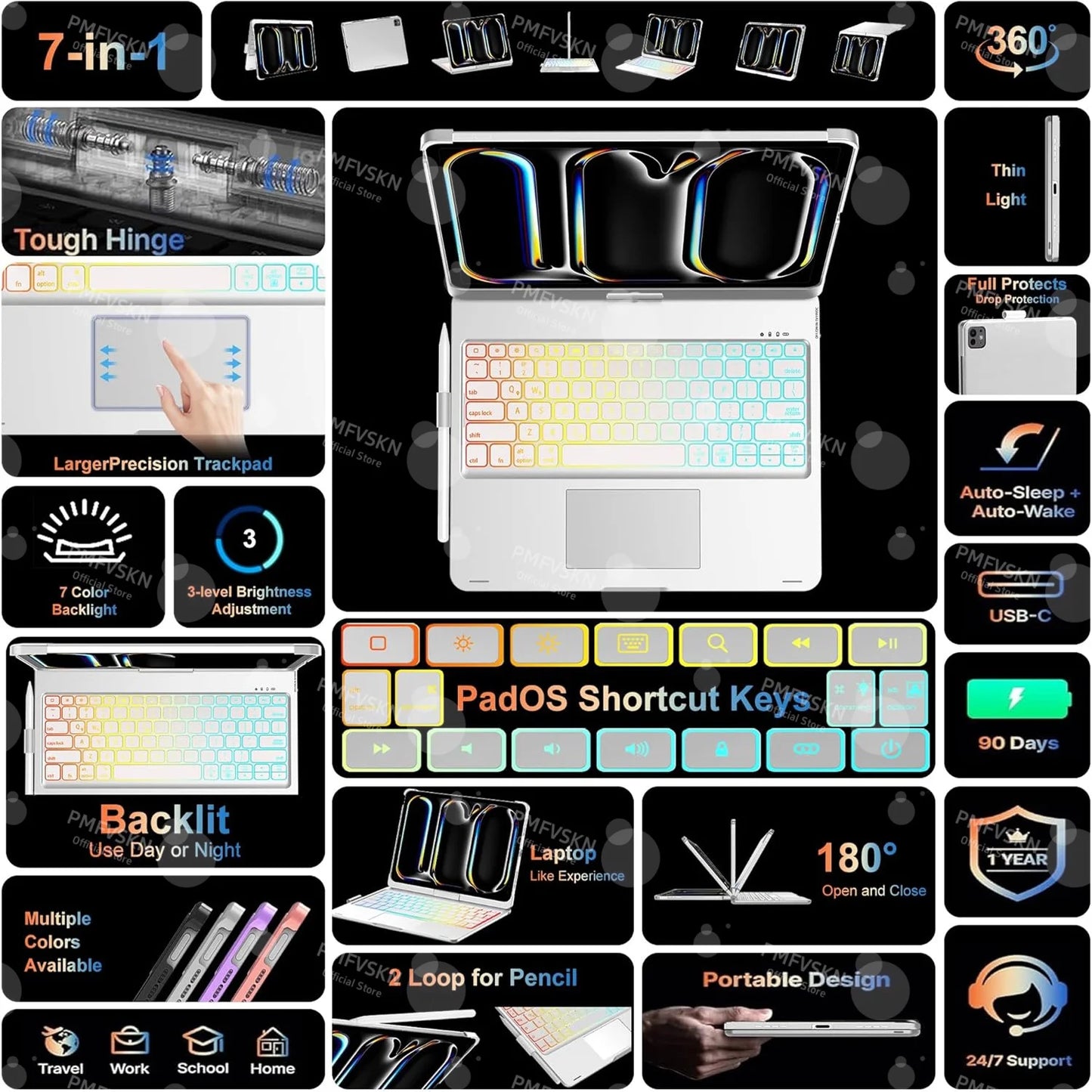 360 Magic Keyboard Case for iPad Pro, Air, and iPad 7th–11th Gen