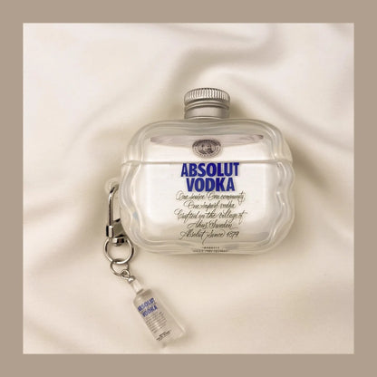 Vodka Bottle AirPods Case – Clear 3D Shape with Mini Bottle Keychain